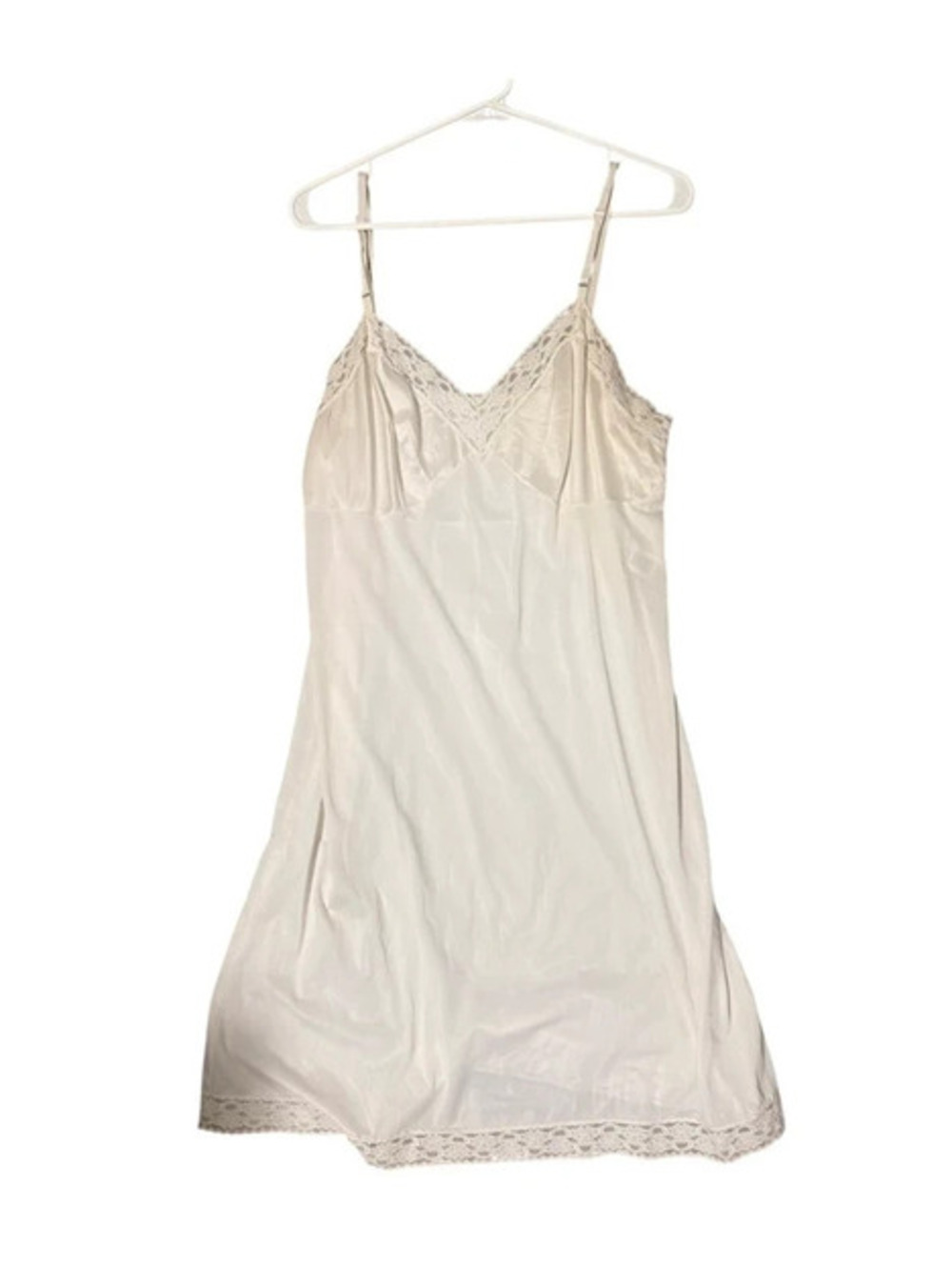 Satin slip dress with lace